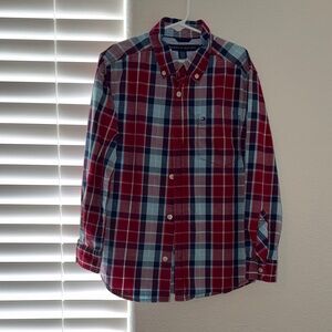 Tommy Hilfiger Kids Red and Blue Plaid Button Down Shirt